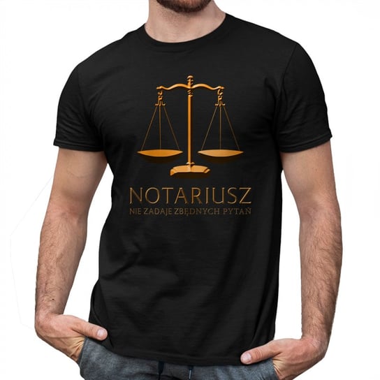 Koszulkowy, Męska koszulka na prezent, Notariusz nie zadaje zbędnych pytań dla notariusza, kolor czarny, rozmiar M Koszulkowy