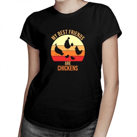 Koszulkowy, My best friends are chickens - damska koszulka na prezent dla hodowcy kur, rozmiar XXL Koszulkowy