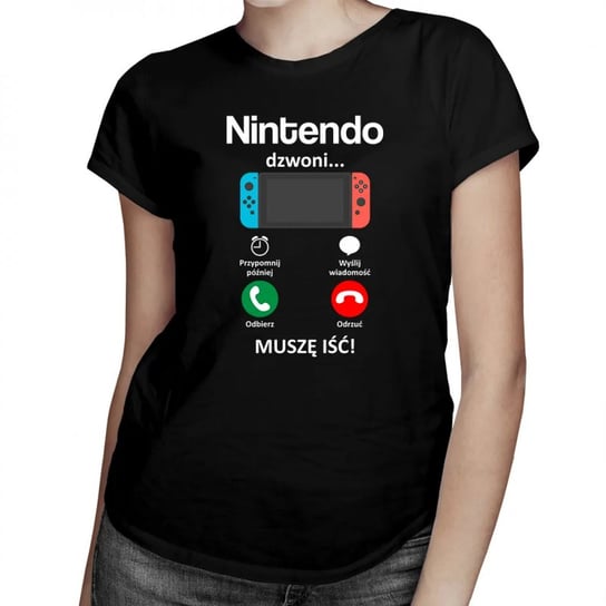 Koszulkowy, Nintendo dzwoni, muszę iść - damska koszulka z nadrukiem, rozmiar L Koszulkowy