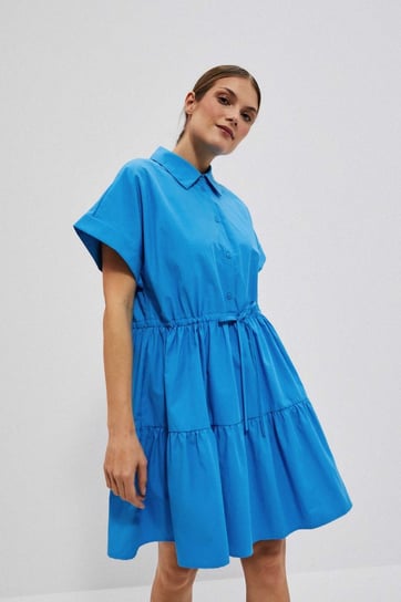 Koszulowa sukienka z falbaną-XL Moodo