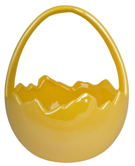 Koszyczek ceramiczny duży, żółty, 14x14x19 cm Ewax