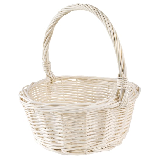 Koszyczek wielkanocny biały wiklinowy z rączką mały koszyk kosz 20cm Creative Home
