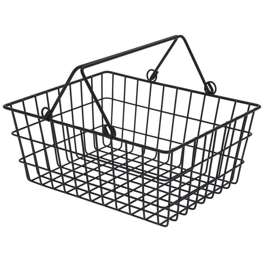 Koszyk druciak metalowy loft z rączką KOOPMAN, czarny, 14x23x29 cm Koopman