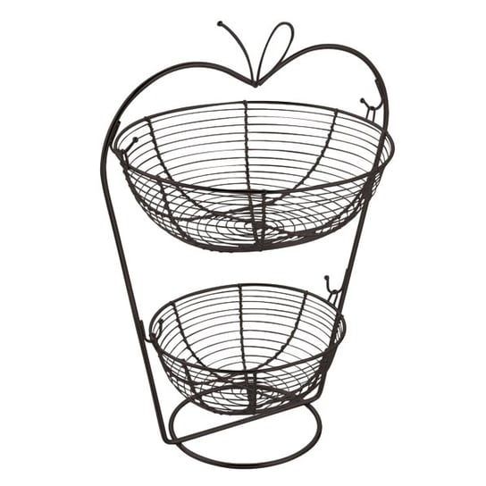 Koszyk na owoce Jabłko dwupoziomowy czarny Tadar