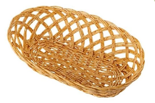 Koszyk pleciony z tworzywa COMBO owalny brązowy jasny imitacja wikliny na chleb pieczywo owoce Galicja