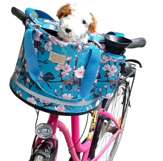 Koszyk rowerowy fotelik dla psa Kosz na rower odpinany na zakupy KWIAT WIŚNI 06 PINO