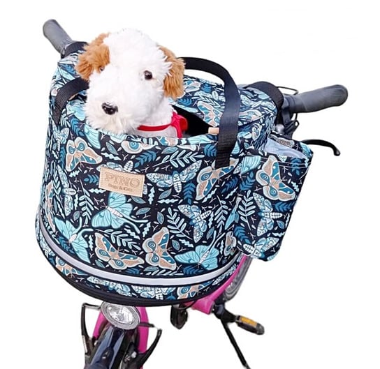 Koszyk rowerowy fotelik dla psa Kosz na rower odpinany na zakupy MIĘTOWE MOTYLE 61 PINO