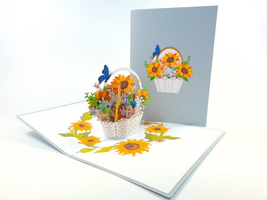 Koszyk Słoneczników Kartka 3D Dzień kobiet Mamy GrandGift