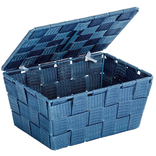 Koszyk z pokrywką WENKO Adria Petrol, niebieski, 10x14x19 cm Wenko