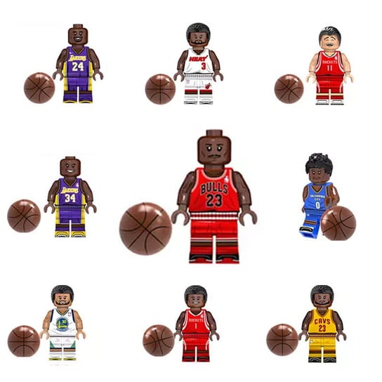 Koszykarska elita - Jordan O'Neal Kobe Lebron Wade Westbrook Mcgrady Curry Yao  - figurki klocki 9 szt HABARRI
