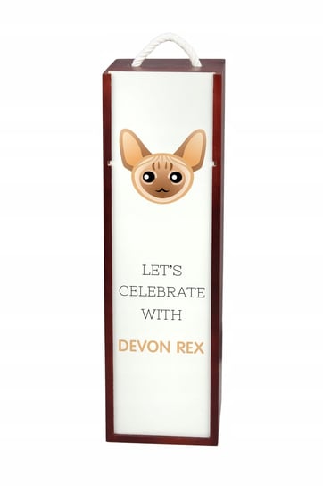 Kot Devon rex Pudełko na wino z grafiką drewniane Inna marka