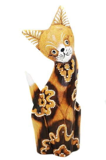 Kot Kotek Drewniana Figurka 25Cm Rękodzieło Jakarta