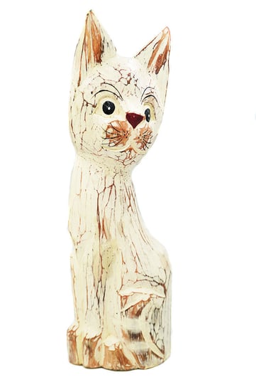 Kot Kotek Drewniana Figurka 40Cm Rękodzieło Jakarta