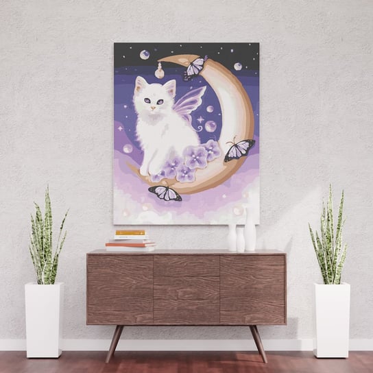 Kot na księżycu - Malowanie po numerach 50x40 cm ArtOnly