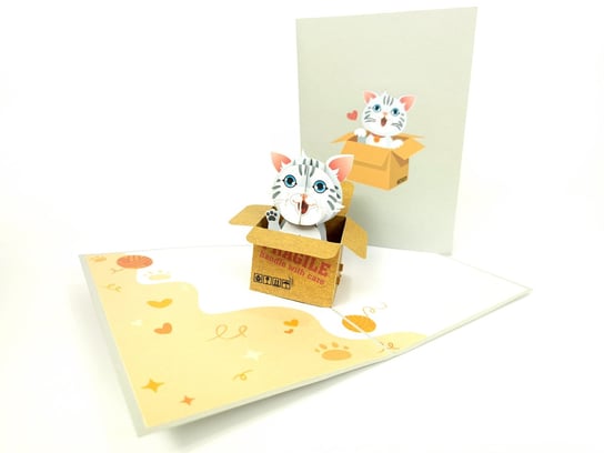 Kot schowany w Pudełku Kartka 3D Kociarze Urodziny GrandGift