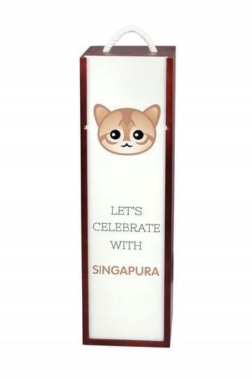 Kot singapurski Pudełko na wino z grafiką drewno Inna marka