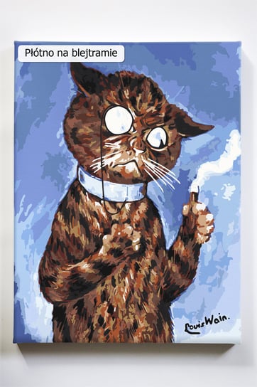 Kot z cygarem, malarz, Louis Wain, malowanie po numerach, blejtram Akrylowo