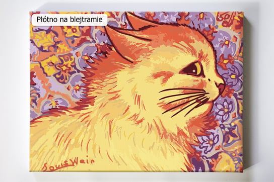 Kot z profilu, malarz, Louis Wain, malowanie po numerach, blejtram Akrylowo