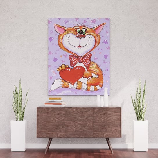 Kot z sercem - Malowanie po numerach 50x40 cm ArtOnly