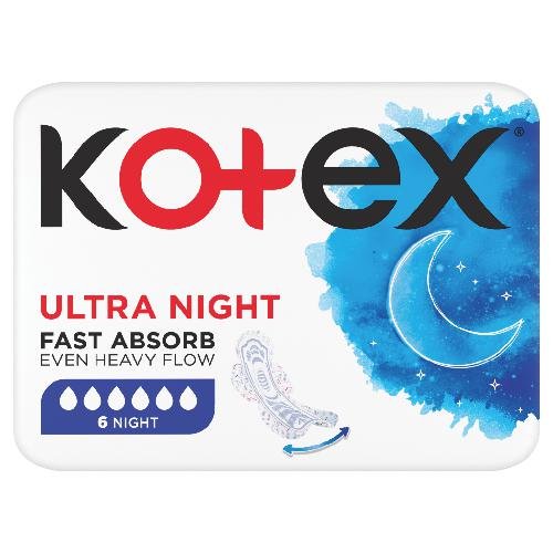 Kotex, Ultra Night, Podpaski, 6 szt. Kotex