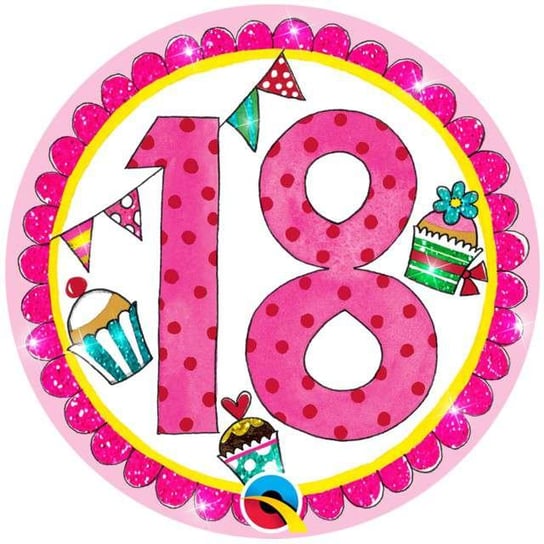 Kotylion, "18 Urodziny Perfect Party", różowy Qualatex