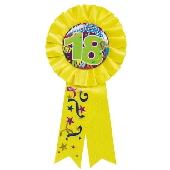 Kotylion, "18 Urodziny", żółty, 8 cm Folat