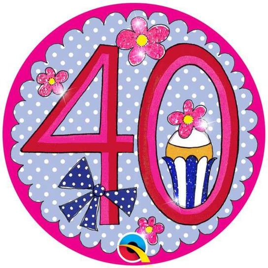 Kotylion, "40 Urodziny", Perfect Party, różowy Qualatex