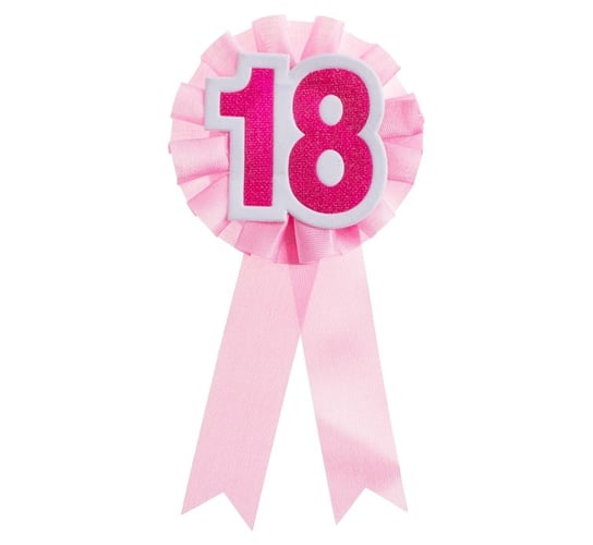 Kotylion urodzinowy, 18, różowy Party World