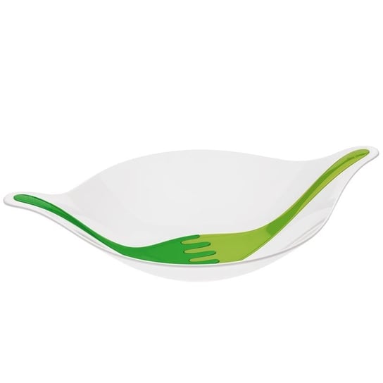 Koziol - Miska salaterka 3L ze sztućcami (Biały i zielony) Forcetop