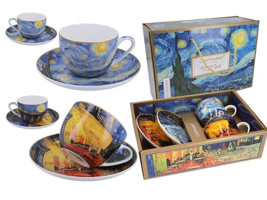 Kpl. 2 filiżanek ze spodkami - V. van Gogh, Taras kawiarni nocą i Gwiaździsta Noc (CARMANI) Carmani