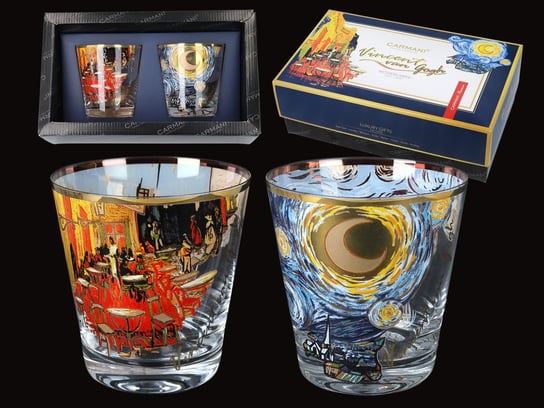 Kpl. 2 szklanek do whisky - V. Van Gogh. Gwiaździsta Noc + Taras kawiarni w nocy (CARMANI) Carmani