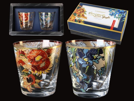 Kpl. 2 szklanek do whisky - V. Van Gogh. Słoneczniki + Irysy (CARMANI) Carmani