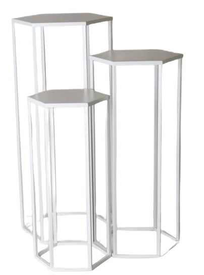 Kpl 3 metalowych stolików białych sześciokątnych Inna marka