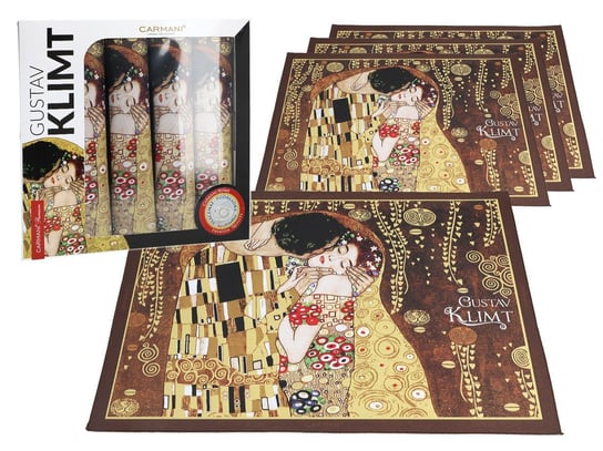 Kpl. 4 podkładek na stół - G. Klimt, Pocałunek (brązowe tło) (CARMANI) Carmani