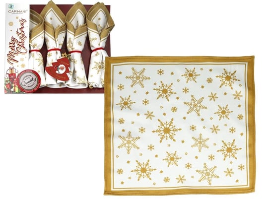 Kpl. 4 serwetek - Dekoracja świąteczna, złote gwiazdki (CARMANI) Carmani