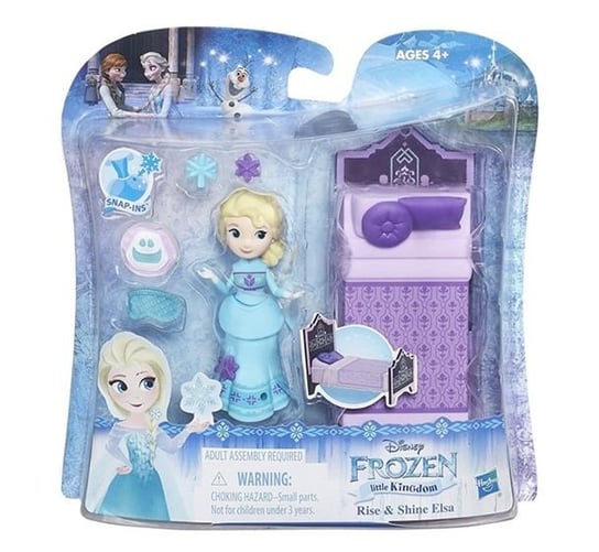 Kraina Lodu, Snap-in, mini lalka Elsa z łożem, Małe Królestwo, B7461 Hasbro