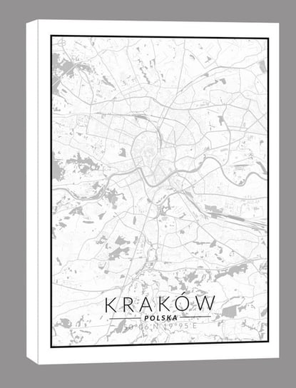 Kraków mapa czarno biała - obraz na płótnie 20x30 cm Inny producent