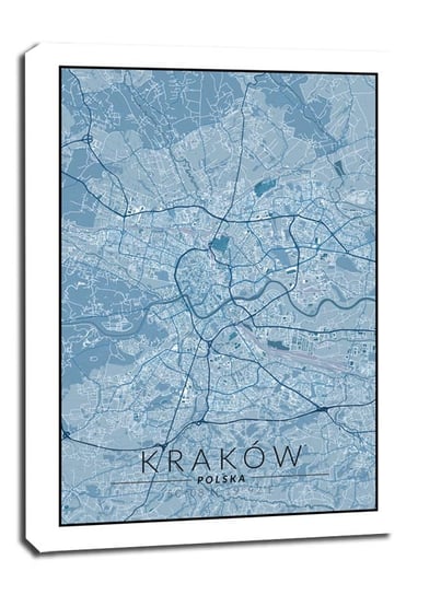 Kraków mapa niebieska - obraz na płótnie 50x70 cm Galeria Plakatu