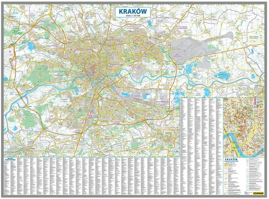 Kraków mapa ścienna na podkładzie do wpinania - pinboard, 1:20 500, Compass Compass