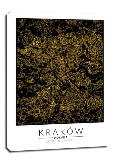 Kraków mapa złota - obraz na płótnie 30x40 cm Galeria Plakatu