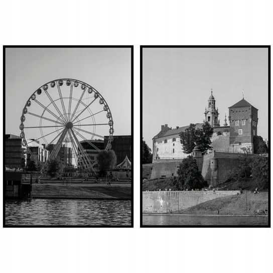 Kraków miasto architektura czarno białe plakaty Wawel dyptyk 2szt 15x21cm Fotopp