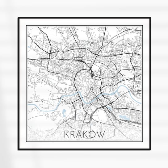 KRAKÓW plakat KWADRAT mapa czarno-biała plan 60x60 cm, 3 Inna marka