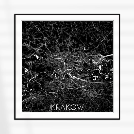 KRAKÓW plakat KWADRAT mapa czarno-biała plan 60x60 cm, 8 Inna marka