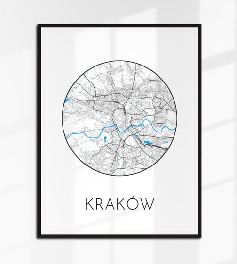 KRAKÓW plakat OKRĄGŁA mapa czarno-biała plan 70x50 cm B2, 5 Inna marka