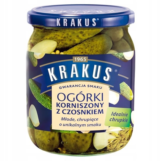 Krakus Ogórki korniszony z czosnkiem 500g Krakus