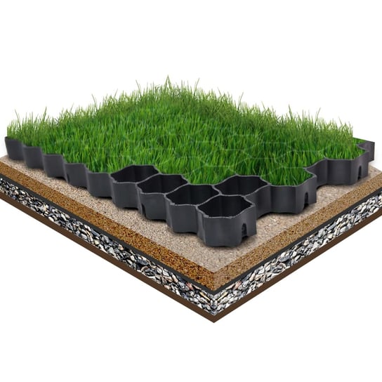 Kratki trawnikowe, 16 szt., czarne, 60x40x3 cm, plastik PERVOI