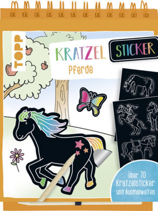 Kratzel Sticker Pferde, m. Holz-Kratzstift Frech Verlag Gmbh