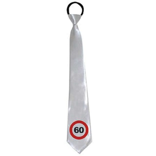 Krawat, "60 Traffic Birthday", biały, 45 cm Funny Fashion