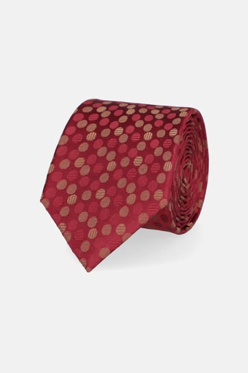 Krawat Bordowy Jedwabny w Kropki Inna marka