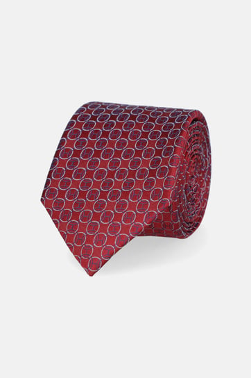 Krawat Bordowy Jedwabny Wzór Geometryczny Inna marka